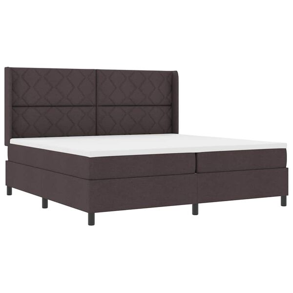 vidaXL Lit &agrave; ressorts avec matelas Marron fonc&eacute; 200 x 200 cm tissu
