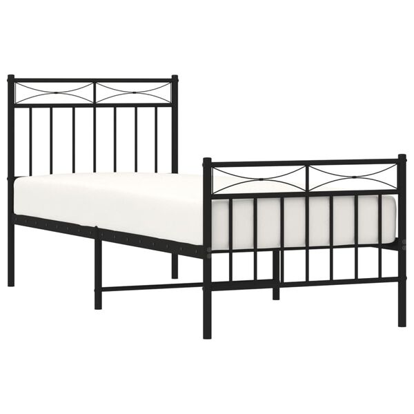 vidaXL Cadre de lit m&eacute;tal sans matelas avec pied de lit noir 80x200 cm