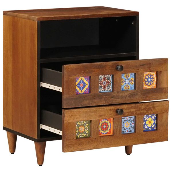 vidaXL Cabinet de chevet Marron 50 x 33 x 62 cm Bois de mangue massif