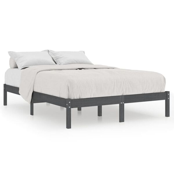 vidaXL Cadre de lit sans matelas gris bois massif