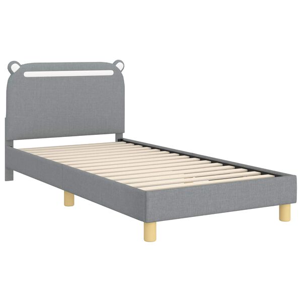 vidaXL Cadre de lit pour enfants avec t&ecirc;te de lit Gris clair tissu