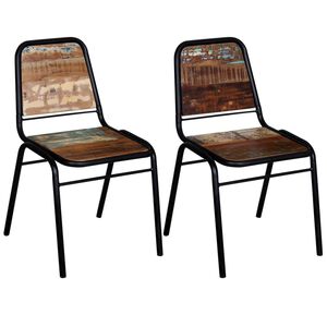 vidaXL Chaises &agrave; manger lot de 2 bois de r&eacute;cup&eacute;ration massif