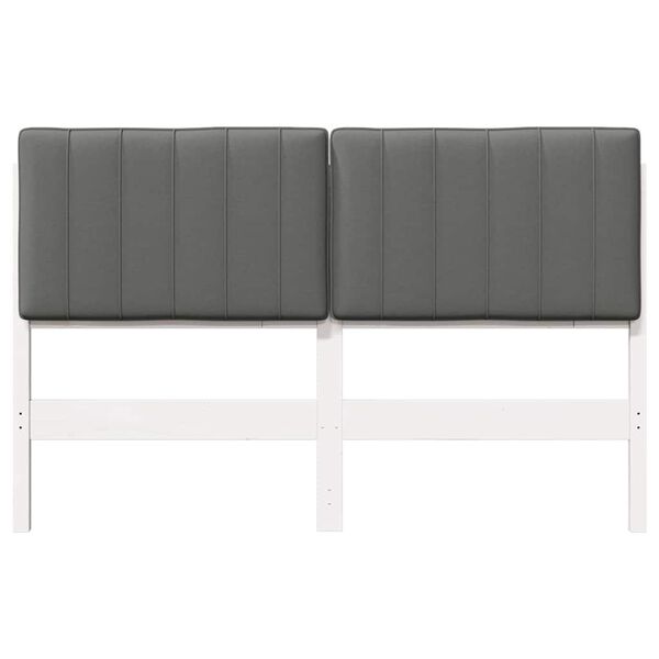 vidaXL T&ecirc;te de lit capitonn&eacute;e Blanc et gris clair 140 cm Pin massif