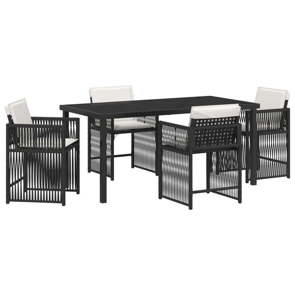 vidaXL Ensemble de salle &agrave; manger pour jardin 5 pcs Noir polyrotin