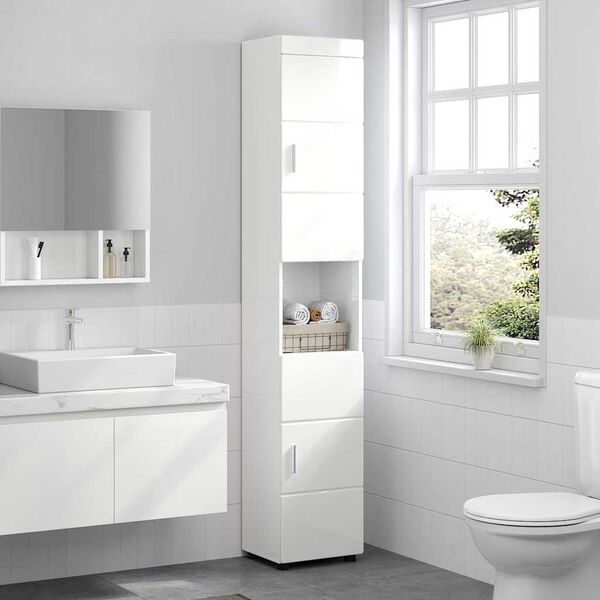vidaXL Ensemble d'armoire de salle de bain TULUM Blanc brillant