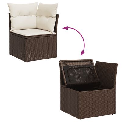 vidaXL Salon de jardin avec coussins 9 pcs marron résine tressée