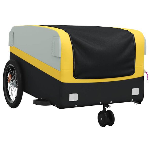 vidaXL Remorque de v&eacute;lo noir et jaune 45 kg fer