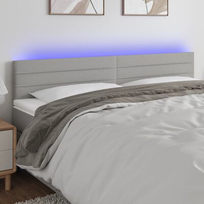 vidaXL Tête de lit à LED Gris clair 180x5x78/88 cm Tissu