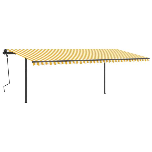 vidaXL Auvent manuel r&eacute;tractable avec poteaux 6x3 m Jaune et blanc