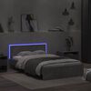 vidaXL Cadre de lit avec t&ecirc;te de lit et LED gris b&eacute;ton 135x190 cm
