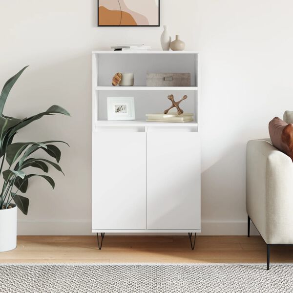 vidaXL Buffet haut Blanc 60x36x110 cm Bois d'ing&eacute;nierie