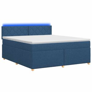 vidaXL Lit boxspring avec matelas Bleu 140 x 190 cm Tissu