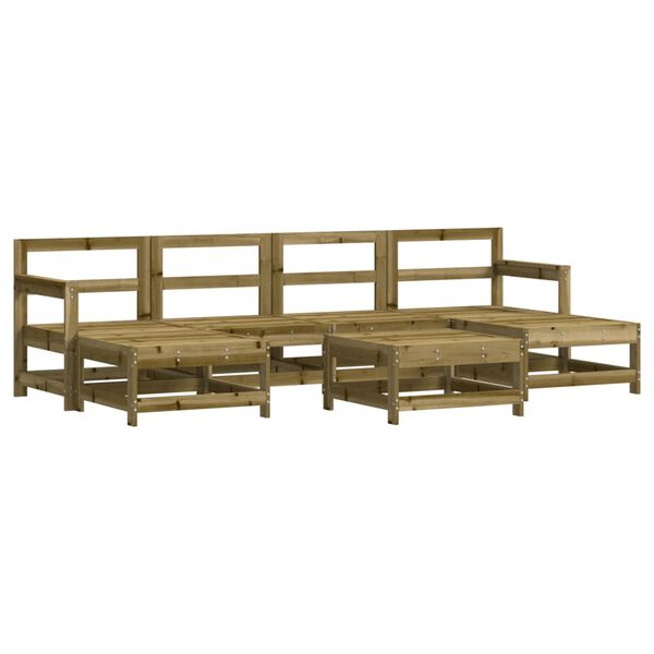 vidaXL Salon de jardin 7 pcs avec coussins bois de pin impr&eacute;gn&eacute;