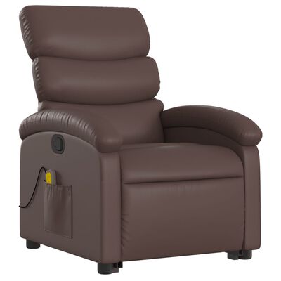 vidaXL Fauteuil inclinable de massage Marron Similicuir