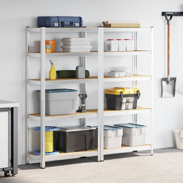 vidaXL &Eacute;tag&egrave;res de rangement &agrave; 5 niveaux 2 pcs acier bois d'ing&eacute;nierie
