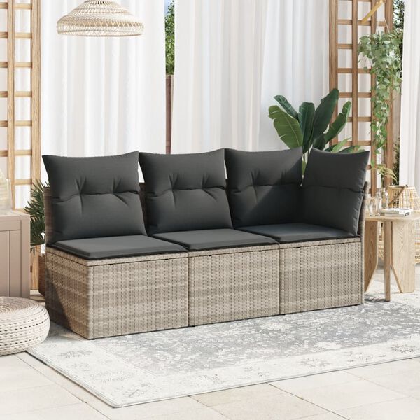 vidaXL Canap&eacute; d'angle de jardin et coussins gris clair r&eacute;sine tress&eacute;e