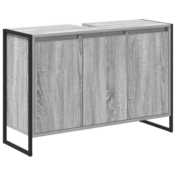 vidaXL Cabinet de salle de bain avec porte Gris Sonoma 90 x 30 x 60 cm
