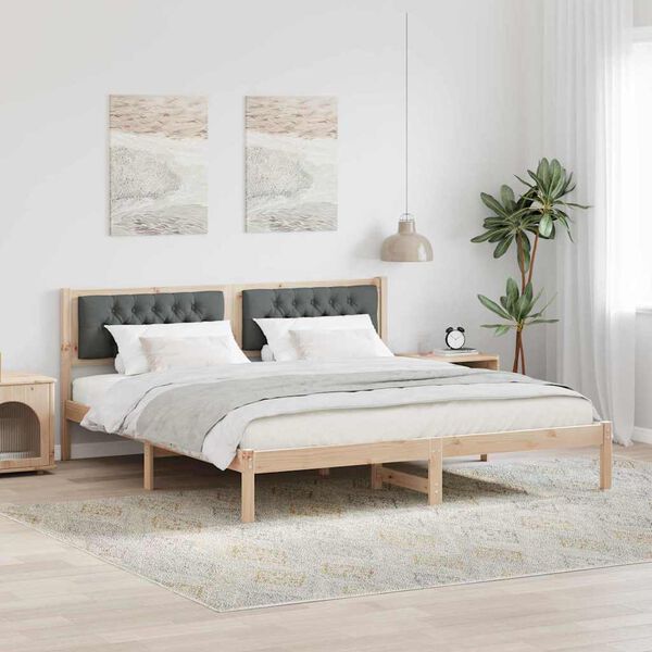 vidaXL Cadre de lit Gris fonc&eacute; 160 x 200 cm Pin massif