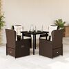 vidaXL Ensemble &agrave; manger de jardin 5 pcs et coussins marron poly rotin