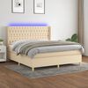 vidaXL Sommier &agrave; lattes de lit matelas et LED Cr&egrave;me 160x200 cm Tissu