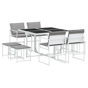 vidaXL Ensemble &agrave; manger de jardin avec coussins 9 pcs blanc textil&egrave;ne