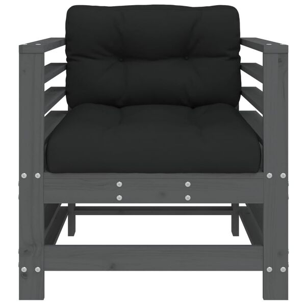 vidaXL Chaises de jardin et coussins lot de 2 gris bois de pin massif