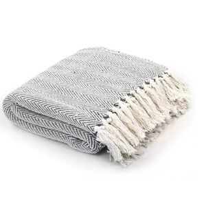 vidaXL Couverture coton &agrave; chevrons 125x150 cm Gris