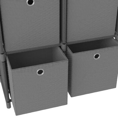 vidaXL Étagère à 4 cubes avec boîtes Gris 69x30x72,5 cm Tissu