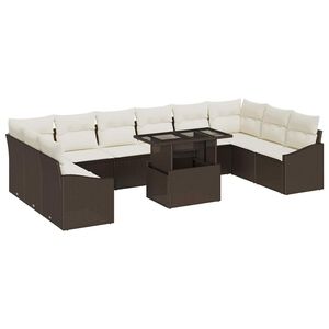 vidaXL Ensemble de canap&eacute; de jardin 11 pc Marron et Cr&egrave;me