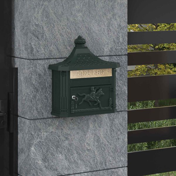 vidaXL Bo&icirc;te aux lettres murale Vert 40,5 x 16 x 45 cm Aluminium coul&eacute;