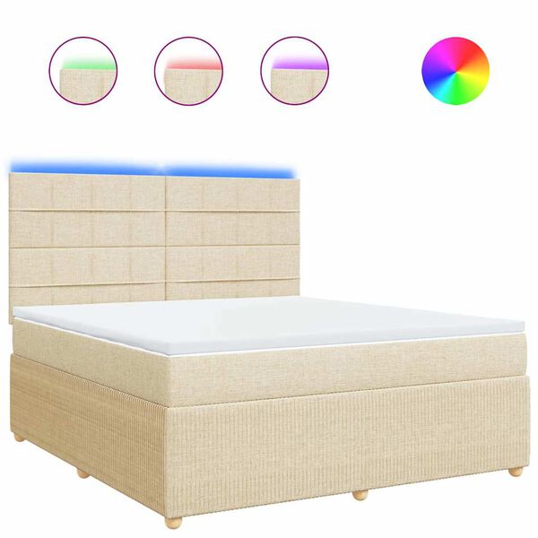 vidaXL Sommier &agrave; lattes de lit avec matelas Cr&egrave;me 180x200 cm Tissu