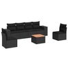 vidaXL Salon de jardin 7 pcs avec coussins noir r&eacute;sine tress&eacute;e