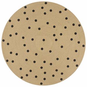 vidaXL Tapis fait &agrave; la main Jute avec imprim&eacute; &agrave; pois 90 cm