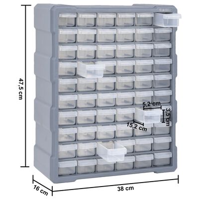 vidaXL Organisateur multi-tiroirs avec 60 tiroirs 38x16x47,5 cm