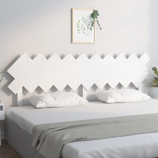 vidaXL T&ecirc;te de lit Blanc 196x3x80,5 cm Bois massif de pin