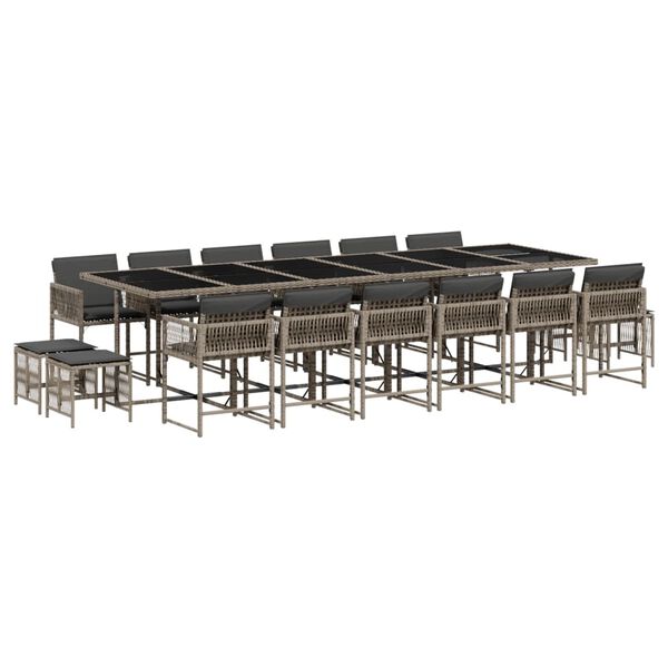 vidaXL Ensemble &agrave; manger de jardin 17 pcs et coussins r&eacute;sine tress&eacute;e