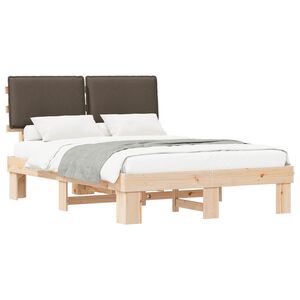 vidaXL Cadre de lit avec t&ecirc;te de lit rembourr&eacute;e Taupe 135 x 190 cm