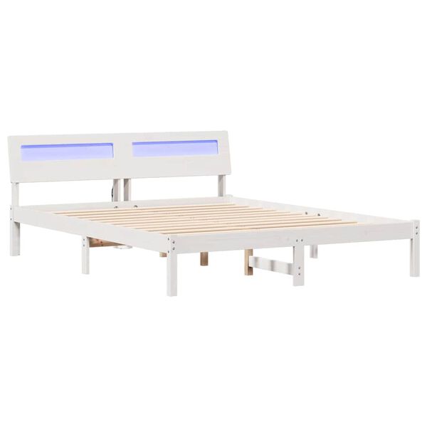 vidaXL Cadre de lit avec t&ecirc;te de lit Blanc 160 x 200 cm Pin massif
