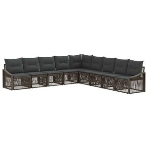 vidaXL Ensemble de canap&eacute; de jardin 9 pc Gris polyrotin