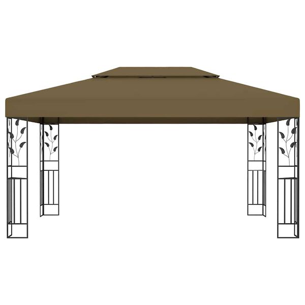 vidaXL Tonnelle avec double toit et lumi&egrave;res LED 3x4 m Taupe