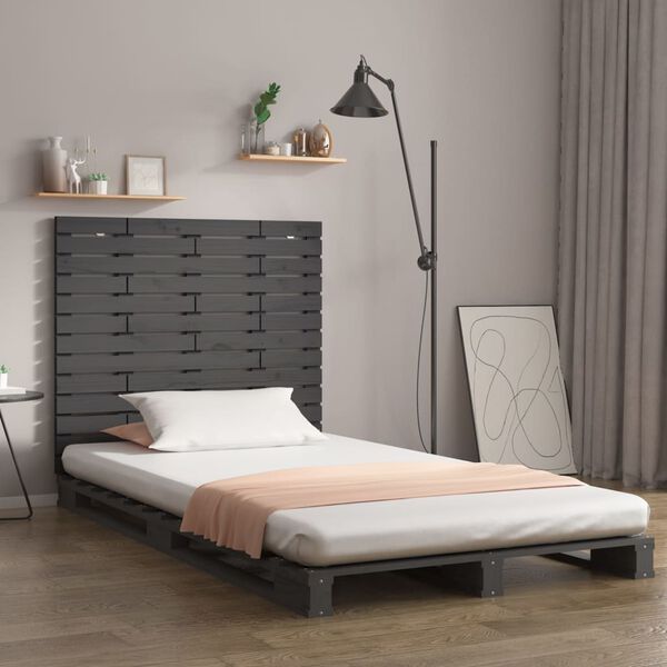 vidaXL T&ecirc;te de lit murale Gris 141x3x91,5 cm Bois massif de pin