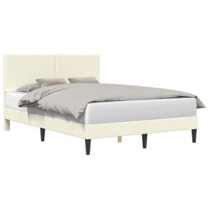 vidaXL Cadre de lit Cr&egrave;me 160 x 200 cm Tissu en velours c&ocirc;tel&eacute;