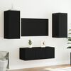 vidaXL Unit&eacute;s murales TV avec LED 4 pcs noir bois d'ing&eacute;nierie