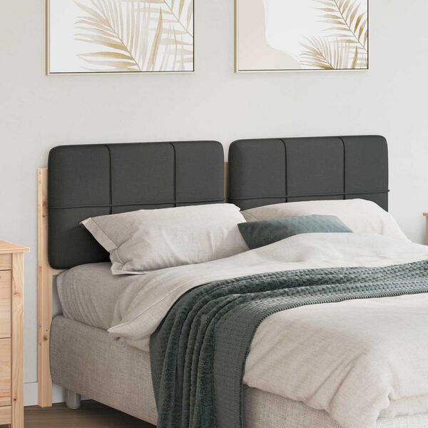 vidaXL T&ecirc;te de lit capitonn&eacute;e Brun et gris fonc&eacute; 135 cm Pin massif