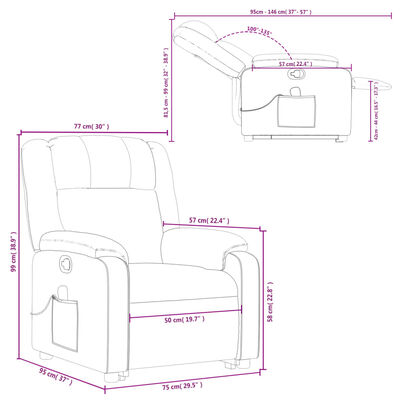 vidaXL Fauteuil de massage inclinable Gris foncé Tissu