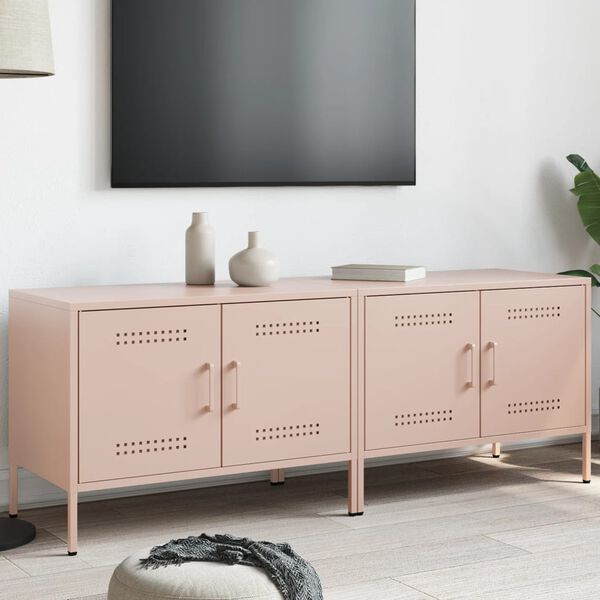 vidaXL Meubles TV 2 pcs rose 68x39x50,5 cm acier