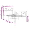 vidaXL Cadre de lit m&eacute;tal sans matelas avec pied de lit blanc 90x200cm