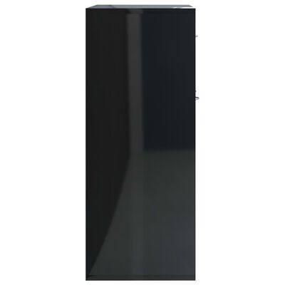 vidaXL Buffet Noir brillant 60x30x75 cm Bois d'ingénierie