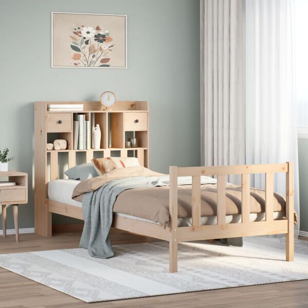 vidaXL Lit biblioth&egrave;que sans matelas 75x190 cm bois de pin massif