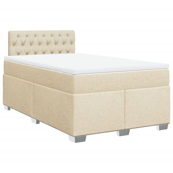 vidaXL Sommier &agrave; lattes de lit avec matelas Cr&egrave;me 120x200 cm Tissu